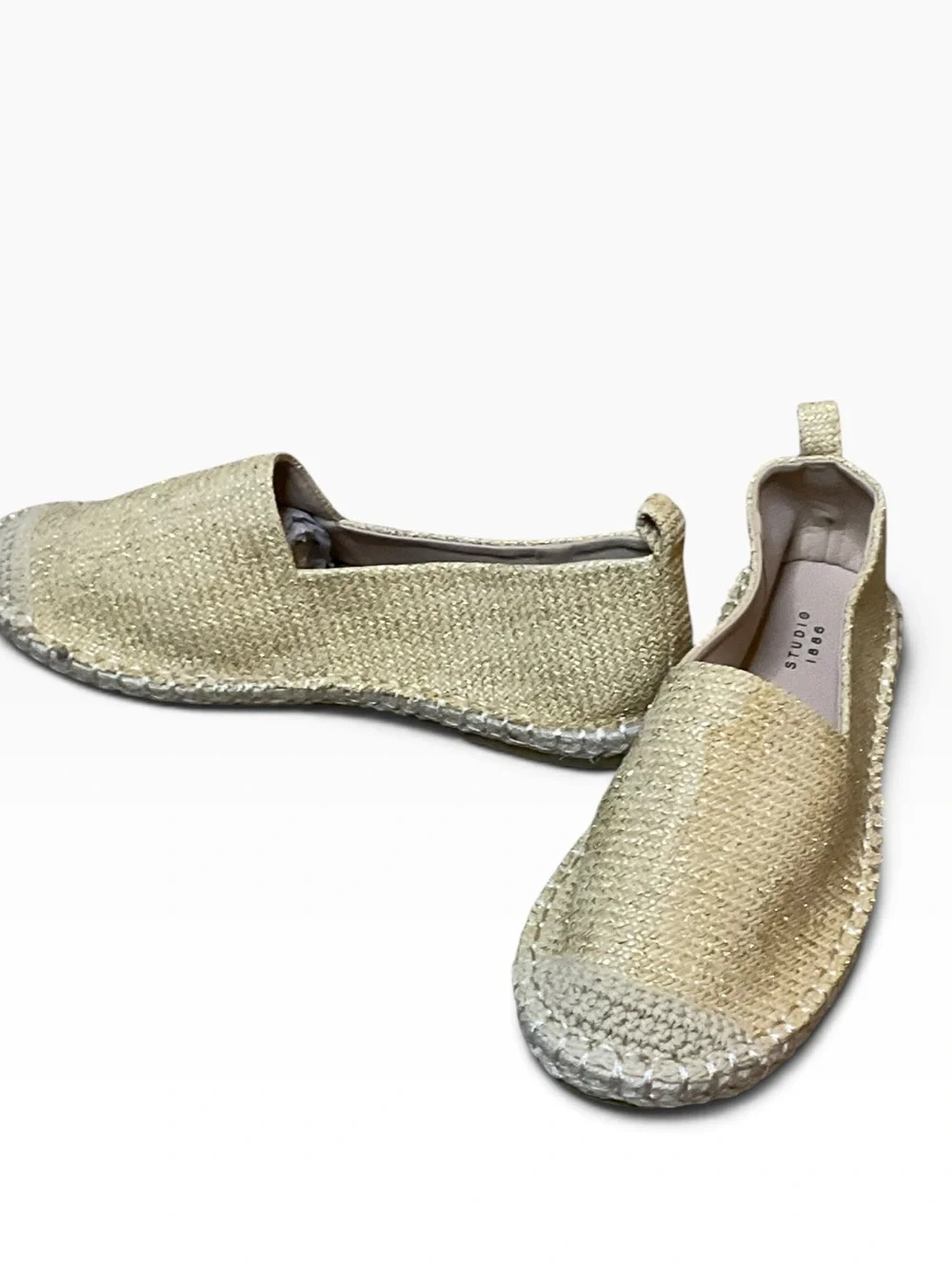 Avon Studio 1886 Gold Woven Espadrille Slip-On Flats